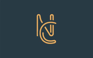 Soyut Harflerle NC Minimalist Çizgi Sanat Logosu Tasarımı. Gösterişli bir sanat tarzına sahip soyut minimalist logo tasarımı.