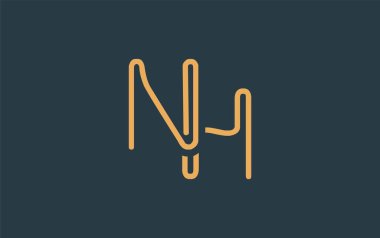 Soyut Harflerle NH Minimalist Çizgi Sanat Logosu Tasarımı. Gösterişli bir sanat tarzına sahip soyut minimalist logo tasarımı.