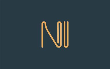 NI Minimalist Çizgi Sanat Logosu Tasarımı ve Soyut Harfler. Gösterişli bir sanat tarzına sahip soyut minimalist logo tasarımı.