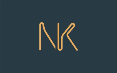 Soyut Harflerle NK Minimalist Çizgi Sanat Logosu Tasarımı. Gösterişli bir sanat tarzına sahip soyut minimalist logo tasarımı.
