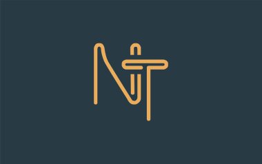 Soyut Harflerle NT Minimalist Çizgi Sanat Logosu Tasarımı. Gösterişli bir sanat tarzına sahip soyut minimalist logo tasarımı.