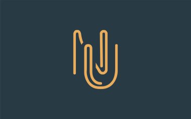 Soyut Harflerle NU Minimalist Çizgi Sanat Logosu Tasarımı. Gösterişli bir sanat tarzına sahip soyut minimalist logo tasarımı.