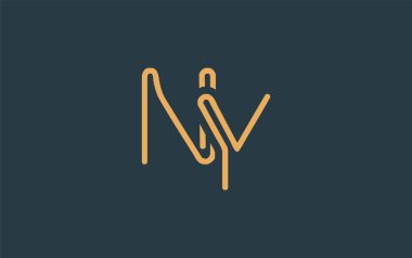 Soyut Harflerle NY Minimalist Çizgi Sanat Logosu Tasarımı. Gösterişli bir sanat tarzına sahip soyut minimalist logo tasarımı.