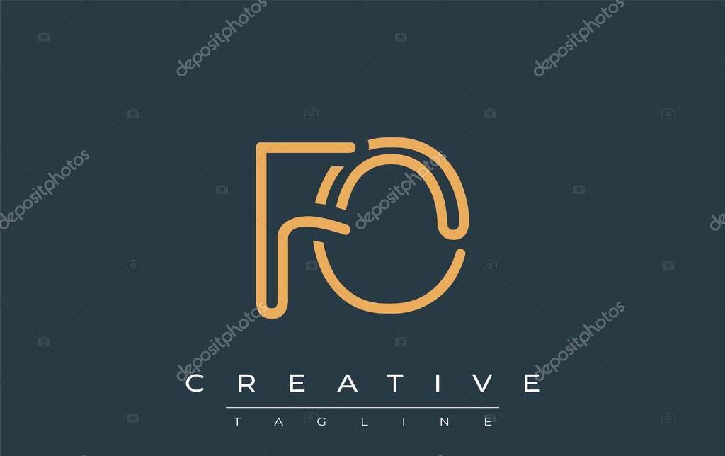 FO Minimalistic Line Art Logo Design with Abstract Lettering. Abstract minimalistic logo design featuring a sleek line art style.