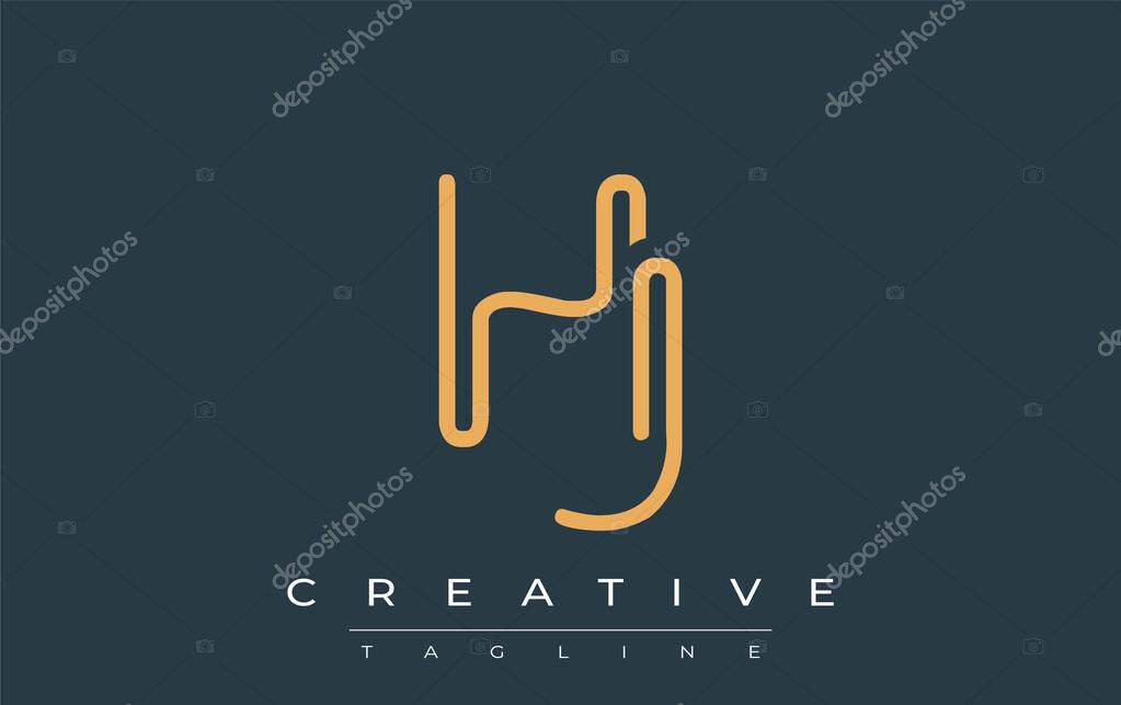 HJ Minimalistic Line Art Logo Design with Abstract Lettering. Abstract minimalistic logo design featuring a sleek line art style.