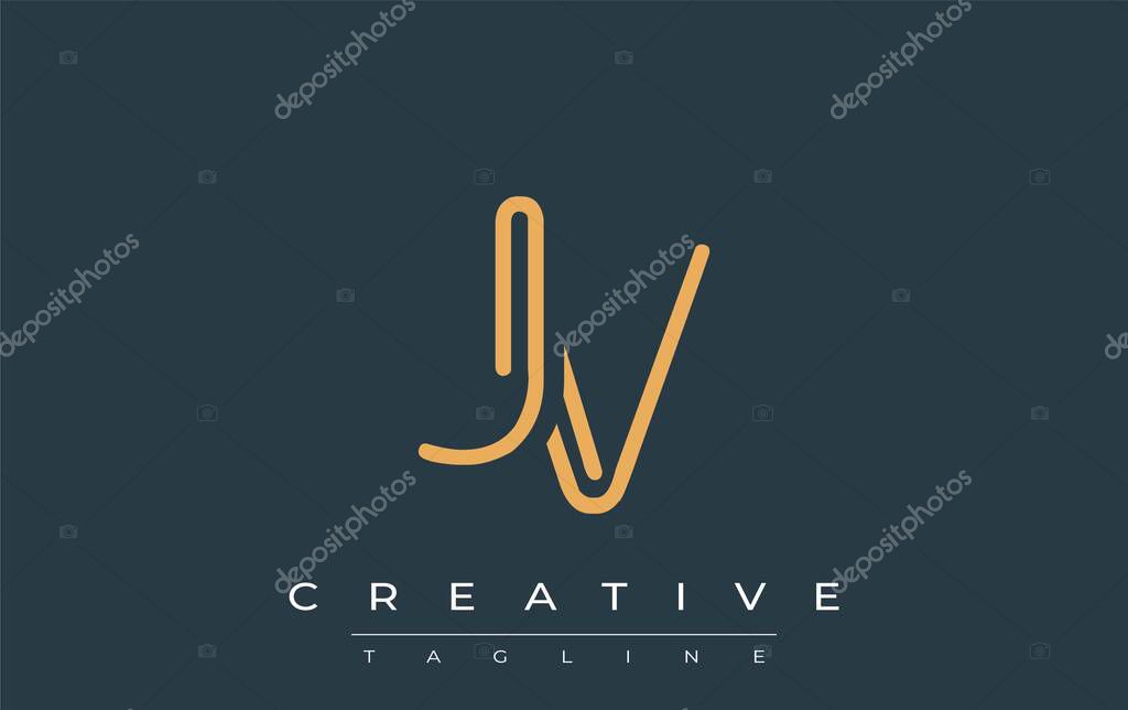 JV Minimalistic Line Art Logo Design with Abstract Lettering. Abstract minimalistic logo design featuring a sleek line art style.