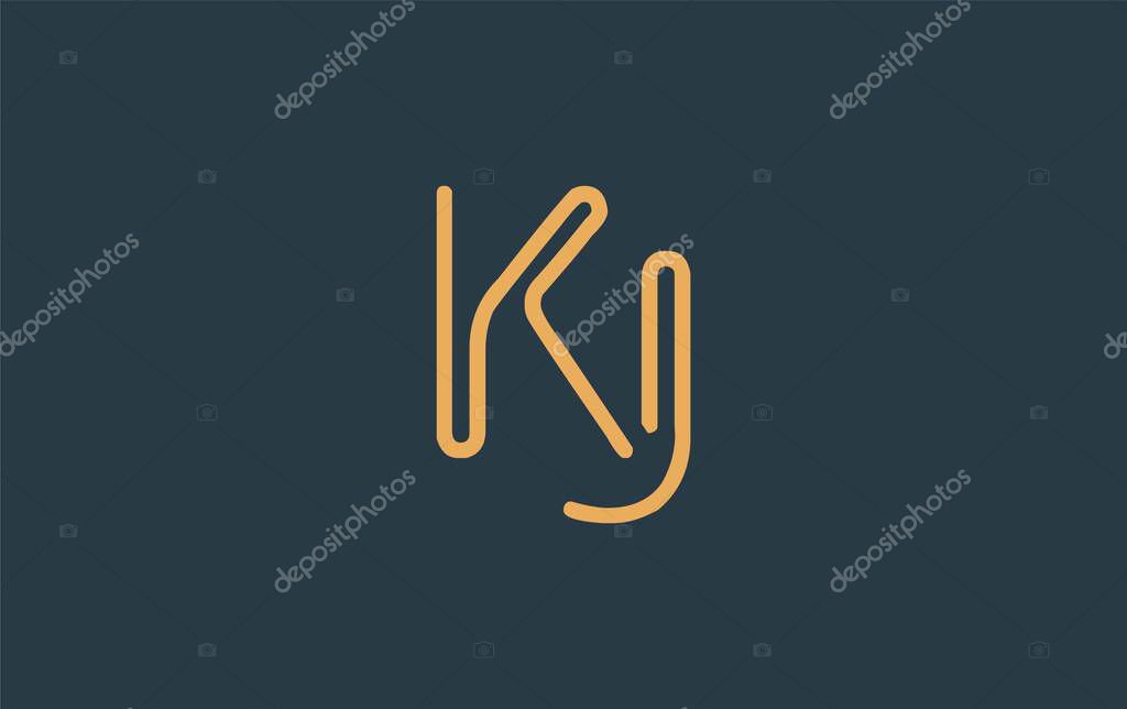 KJ Minimalistic Line Art Logo Design with Abstract Lettering. Abstract minimalistic logo design featuring a sleek line art style.