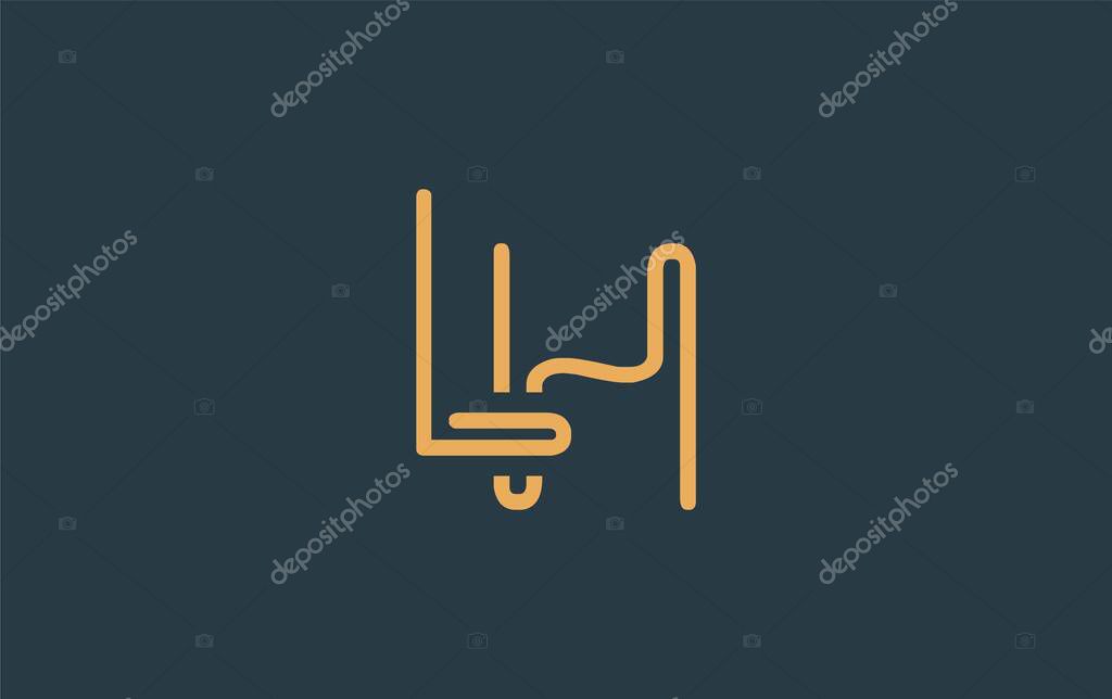 LH Minimalistic Line Art Logo Design with Abstract Lettering. Abstract minimalistic logo design featuring a sleek line art style.