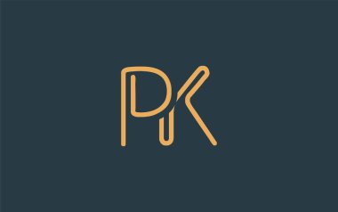 Soyut Harflerle PK Minimalist Çizgi Sanat Logosu Tasarımı. Gösterişli bir sanat tarzına sahip soyut minimalist logo tasarımı.