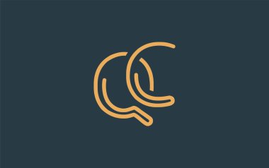 Soyut Harflerle QC Minimalistik Çizgi Sanat Logosu Tasarımı. Gösterişli bir sanat tarzına sahip soyut minimalist logo tasarımı.
