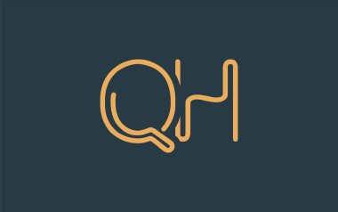Soyut Harflerle QH Minimalist Çizgi Sanat Logosu Tasarımı. Gösterişli bir sanat tarzına sahip soyut minimalist logo tasarımı.