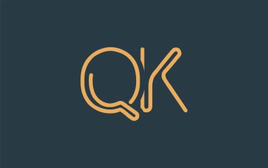 Soyut Harflerle QK Minimalist Çizgi Sanat Logosu Tasarımı. Gösterişli bir sanat tarzına sahip soyut minimalist logo tasarımı.