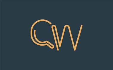 Soyut Harflerle QW Minimalist Çizgi Sanat Logosu Tasarımı. Gösterişli bir sanat tarzına sahip soyut minimalist logo tasarımı.