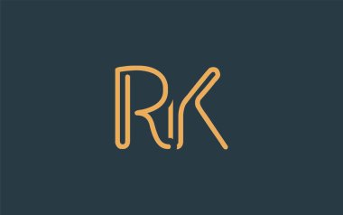 Soyut Harflerle RK Minimalist Çizgi Sanat Logosu Tasarımı. Gösterişli bir sanat tarzına sahip soyut minimalist logo tasarımı.