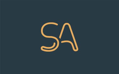 SA Minimalist Çizgi Sanat Logosu Tasarımı ve Soyut Harfler. Gösterişli bir sanat tarzına sahip soyut minimalist logo tasarımı.