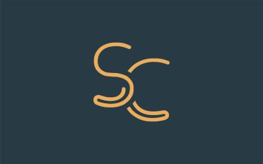 Soyut Harflerle SC Minimalist Satır Sanat Logosu Tasarımı. Gösterişli bir sanat tarzına sahip soyut minimalist logo tasarımı.
