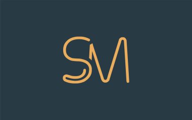 Soyut Harflerle SM Minimalist Çizgi Sanat Logosu Tasarımı. Gösterişli bir sanat tarzına sahip soyut minimalist logo tasarımı.