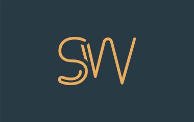Soyut Harflerle SW Minimalist Çizgi Sanat Logosu Tasarımı. Gösterişli bir sanat tarzına sahip soyut minimalist logo tasarımı.