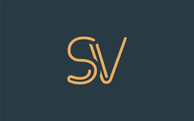 Soyut Harflerle SV Minimalist Çizgi Sanat Logosu Tasarımı. Gösterişli bir sanat tarzına sahip soyut minimalist logo tasarımı.