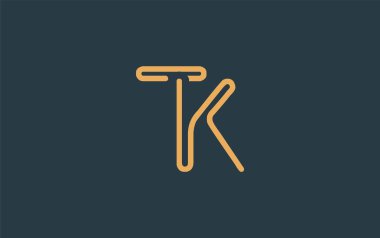 Soyut Harflerle birlikte TK Minimalist Çizgi Sanat Logosu Tasarımı. Gösterişli bir sanat tarzına sahip soyut minimalist logo tasarımı.