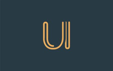 Soyut Harflerle UI Minimalist Çizgi Sanat Logosu Tasarımı. Gösterişli bir sanat tarzına sahip soyut minimalist logo tasarımı.