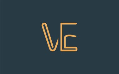 VE Minimalist Çizgi Sanat Logosu Tasarımı ve Soyut Harfler. Gösterişli bir sanat tarzına sahip soyut minimalist logo tasarımı.