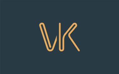 Soyut Harflerle VK Minimalist Çizgi Sanat Logosu Tasarımı. Gösterişli bir sanat tarzına sahip soyut minimalist logo tasarımı.