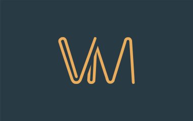 Soyut Harfli VM Minimalist Çizgi Sanat Logosu Tasarımı. Gösterişli bir sanat tarzına sahip soyut minimalist logo tasarımı.