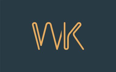 Soyut Harflerle WK Minimalist Çizgi Sanat Logosu Tasarımı. Gösterişli bir sanat tarzına sahip soyut minimalist logo tasarımı.