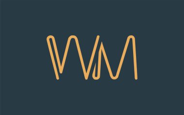 Soyut Harflerle WM Minimalist Çizgi Sanat Logosu Tasarımı. Gösterişli bir sanat tarzına sahip soyut minimalist logo tasarımı.