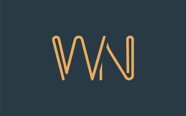 WN Minimalist Çizgi Sanat Logosu Tasarımı ve Soyut Harfler. Gösterişli bir sanat tarzına sahip soyut minimalist logo tasarımı.
