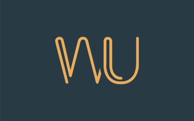 Soyut Harfli WU Minimalist Çizgi Sanat Logosu Tasarımı. Gösterişli bir sanat tarzına sahip soyut minimalist logo tasarımı.