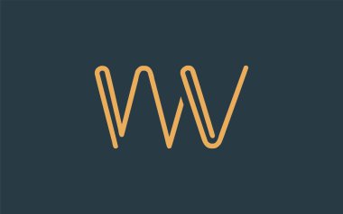 Soyut Harflerle WV Minimalist Çizgi Sanat Logosu Tasarımı. Gösterişli bir sanat tarzına sahip soyut minimalist logo tasarımı.