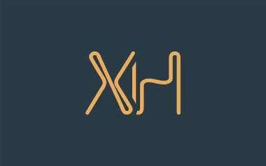 Soyut Harflerle XH Minimalist Çizgi Sanat Logosu Tasarımı. Gösterişli bir sanat tarzına sahip soyut minimalist logo tasarımı.