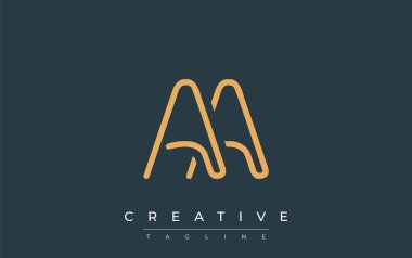 Soyut Harflerle AA Minimalist Çizgi Sanat Logosu Tasarımı. Gösterişli bir sanat tarzına sahip soyut minimalist logo tasarımı.