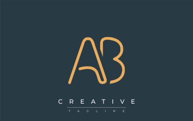 Soyut Harflerle AB Minimalist Çizgi Sanat Logosu Tasarımı. Gösterişli bir sanat tarzına sahip soyut minimalist logo tasarımı.
