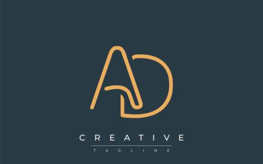 AD Minimalist Çizgi Sanat Logosu Tasarımı ve Soyut Harfler. Gösterişli bir sanat tarzına sahip soyut minimalist logo tasarımı.