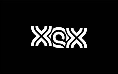 XEX Yaratıcı Eşsiz Modern Harf Logosu Tasarımı. Benzersiz bir harf dizaynına sahip stilize logo, soyut minimalist estetik ve modern cazibe sunar.