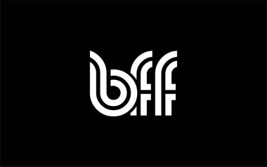 BFF Yaratıcı Eşsiz Modern Harf Logosu Tasarımı. Benzersiz bir harf dizaynına sahip stilize logo, soyut minimalist estetik ve modern cazibe sunar.