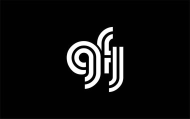 GFJ Yaratıcı Eşsiz Modern Harf Logosu Tasarımı. Benzersiz bir harf dizaynına sahip stilize logo, soyut minimalist estetik ve modern cazibe sunar.