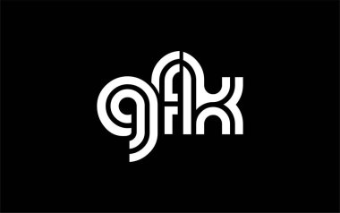 GFK Yaratıcı Eşsiz Modern Harf Logosu Tasarımı. Benzersiz bir harf dizaynına sahip stilize logo, soyut minimalist estetik ve modern cazibe sunar.