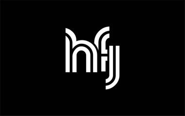 HFJ Yaratıcı Eşsiz Modern Harf Logosu Tasarımı. Benzersiz bir harf dizaynına sahip stilize logo, soyut minimalist estetik ve modern cazibe sunar.