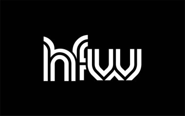 HFW Yaratıcı Eşsiz Modern Harf Logosu Tasarımı. Benzersiz bir harf dizaynına sahip stilize logo, soyut minimalist estetik ve modern cazibe sunar.