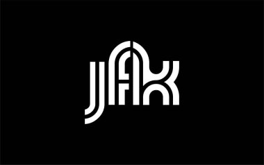 JFK Yaratıcı Eşsiz Modern Harf Logosu Tasarımı. Benzersiz bir harf dizaynına sahip stilize logo, soyut minimalist estetik ve modern cazibe sunar.