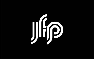 JFP Yaratıcı Eşsiz Modern Harf Logosu Tasarımı. Benzersiz bir harf dizaynına sahip stilize logo, soyut minimalist estetik ve modern cazibe sunar.