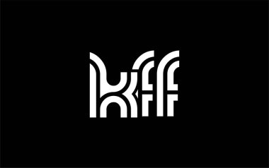 KFF Yaratıcı Eşsiz Modern Harf Logosu Tasarımı. Benzersiz bir harf dizaynına sahip stilize logo, soyut minimalist estetik ve modern cazibe sunar.