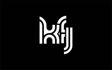 KFJ Yaratıcı Eşsiz Modern Harf Logosu Tasarımı. Benzersiz bir harf dizaynına sahip stilize logo, soyut minimalist estetik ve modern cazibe sunar.