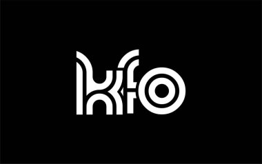 KFO Yaratıcı Eşsiz Modern Harf Logosu Tasarımı. Benzersiz bir harf dizaynına sahip stilize logo, soyut minimalist estetik ve modern cazibe sunar.