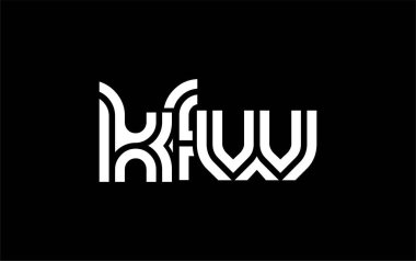 KFW Yaratıcı Eşsiz Modern Harf Logosu Tasarımı. Benzersiz bir harf dizaynına sahip stilize logo, soyut minimalist estetik ve modern cazibe sunar.