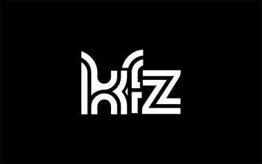 KFZ Yaratıcı Eşsiz Modern Harf Logosu Tasarımı. Benzersiz bir harf dizaynına sahip stilize logo, soyut minimalist estetik ve modern cazibe sunar.